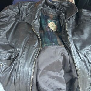 Members Only Dark Leather Bomber Jacket